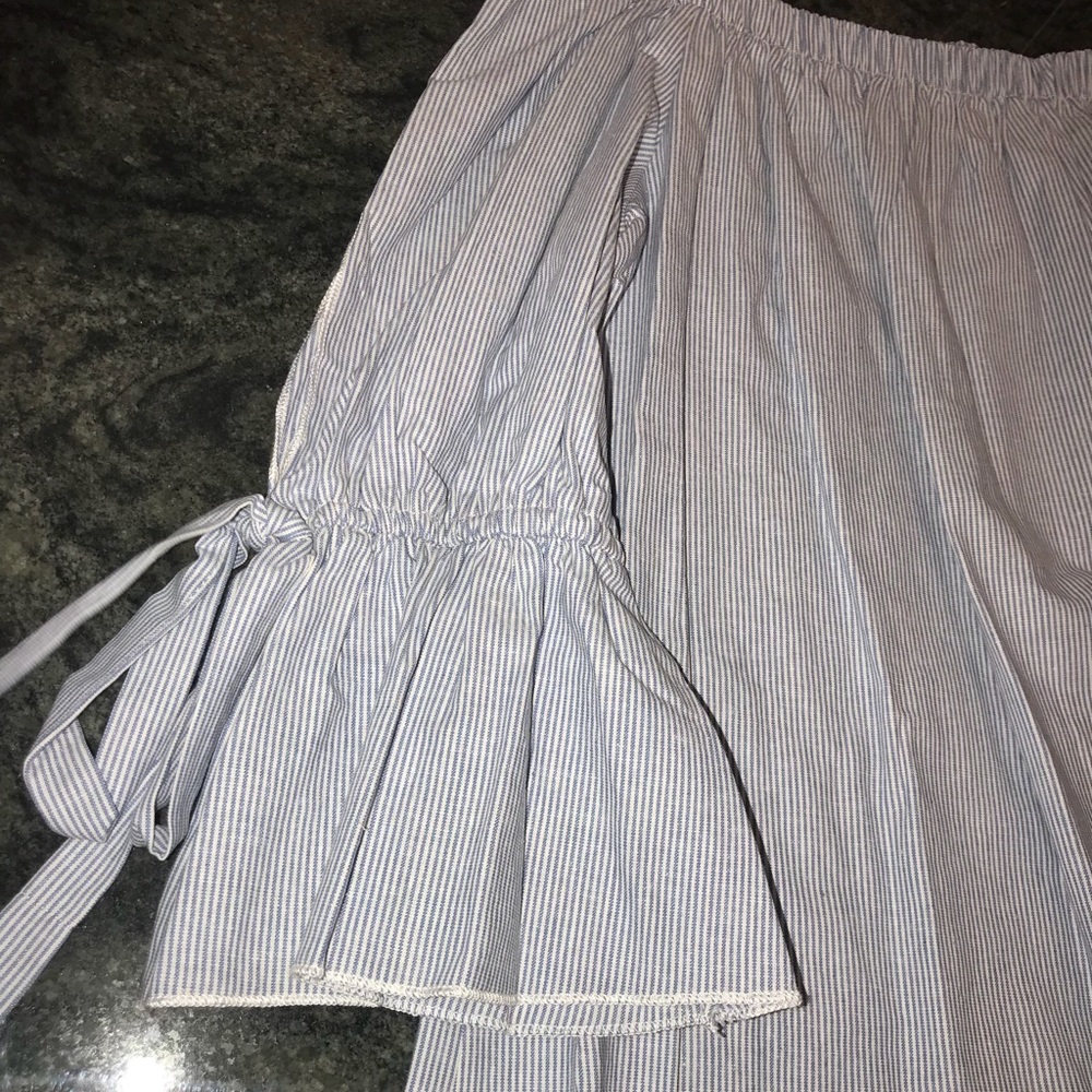 1 L left โขCotton/Linen Off The Shoulder Blouse Top - Picture 3 of 5
